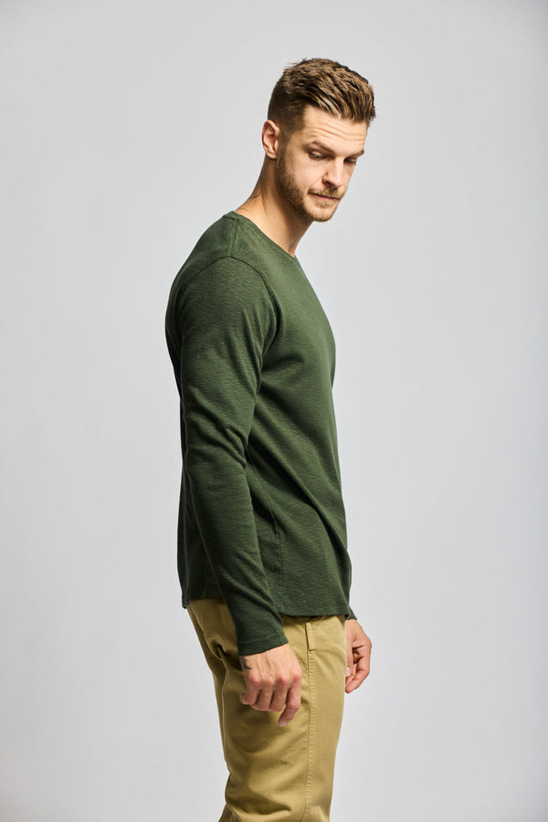 Long Sleeve Slub Crew Neck
