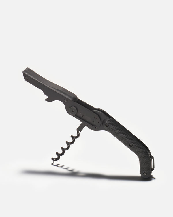 Black corkscrew on a white background