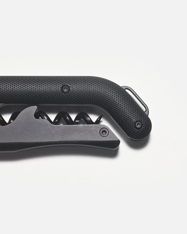 Black corkscrew on a white background