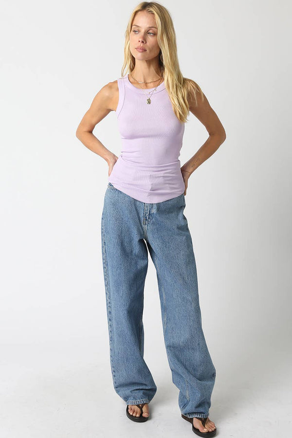 Ribbed Fitted Scoop Neck Tank Top