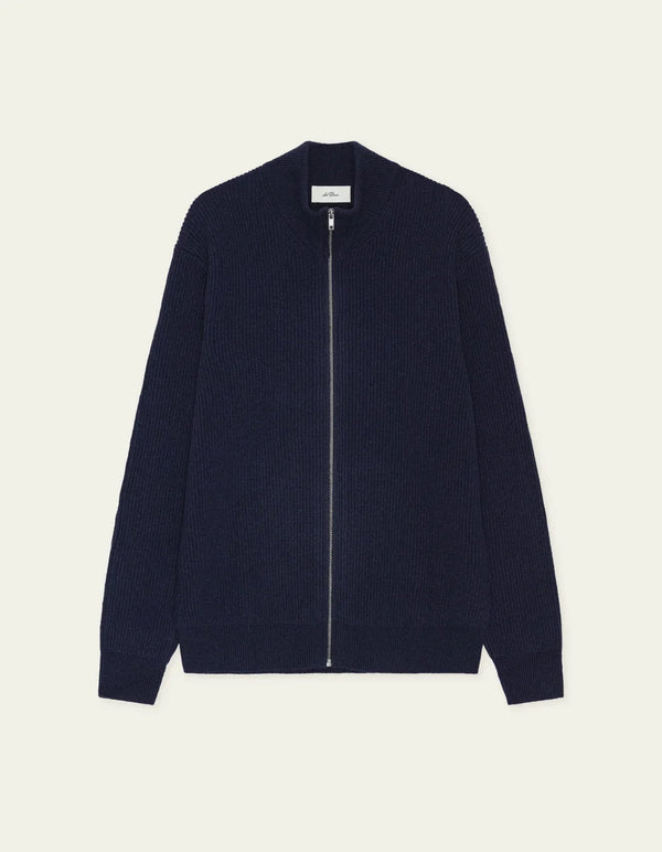 Wool Rib Zipper Knit