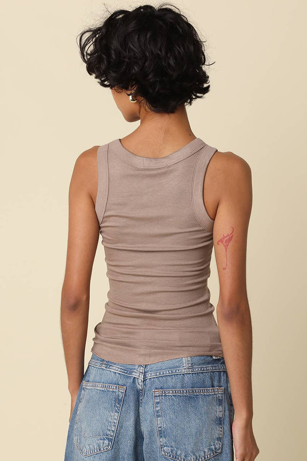 Ribbed Fitted Scoop Neck Tank Top