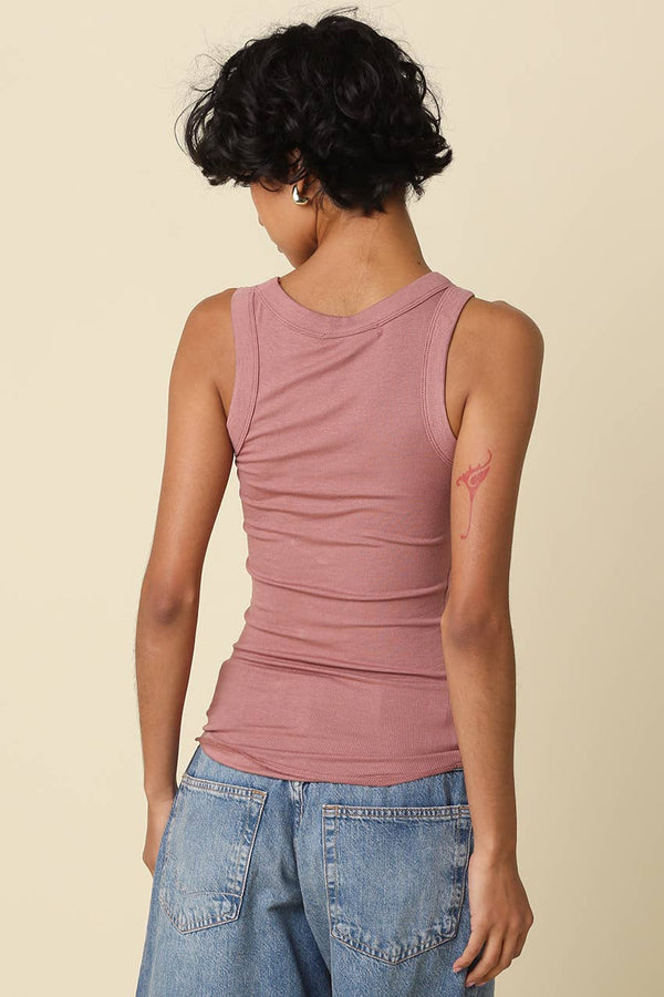 Ribbed Fitted Scoop Neck Tank Top