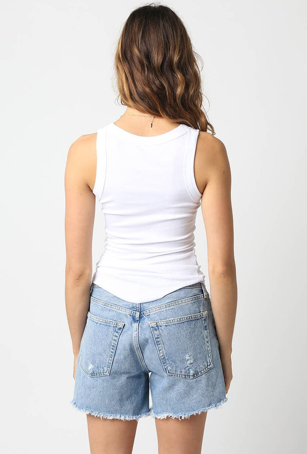 Ribbed Fitted Scoop Neck Tank Top