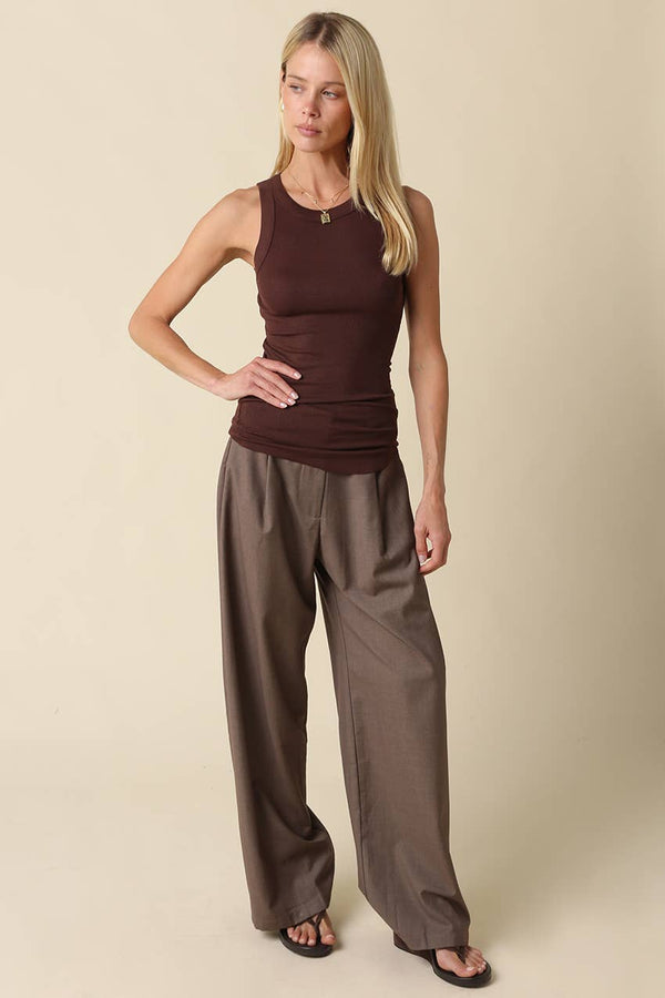 Ribbed Fitted Scoop Neck Tank Top