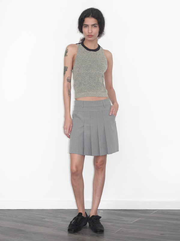 Pinstripe Pleated Mini Skirt