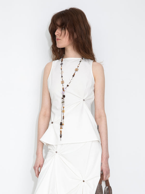 Sleeveless Satin Ruched Tank Top