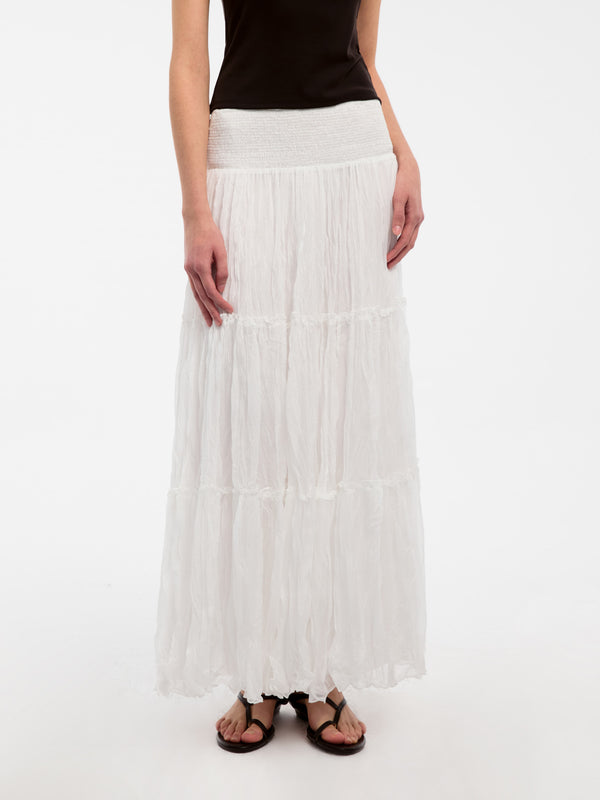 Pleated and Gathered Design Tulle Skirt