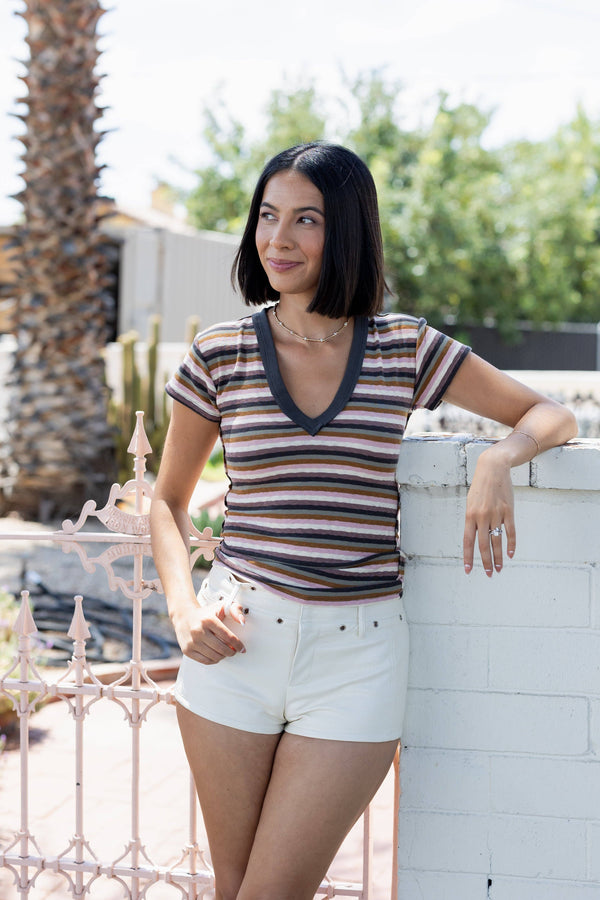 V-Neck Striped Top