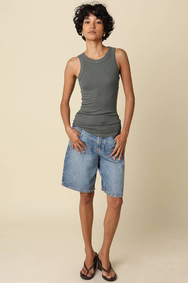 Ribbed Fitted Scoop Neck Tank Top