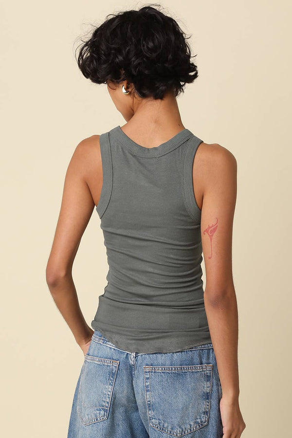 Ribbed Fitted Scoop Neck Tank Top