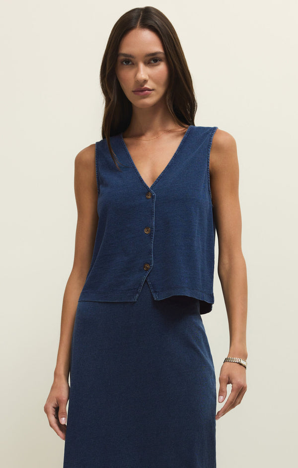 Noelle Jersey Denim Top