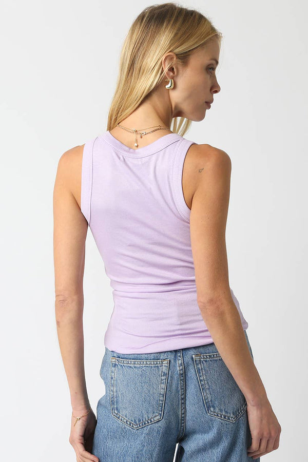 Ribbed Fitted Scoop Neck Tank Top