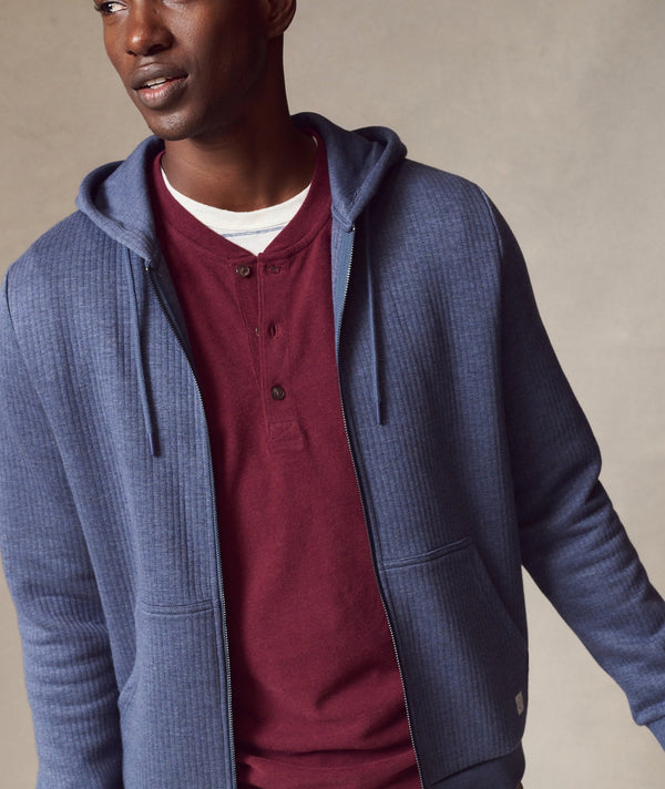 Marine Layer Corbet Quilted Zip Hoodie — navy heather — image 4