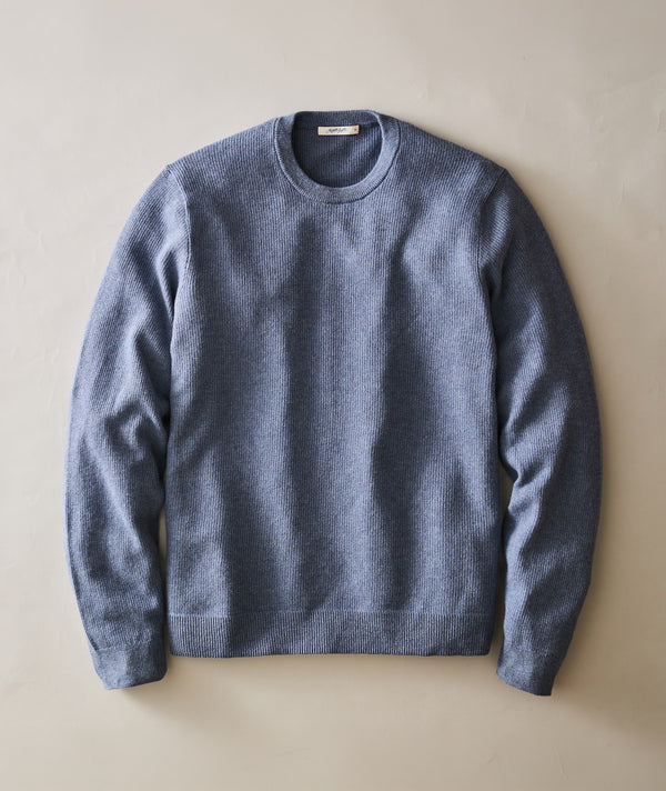 Marine Layer Cotton Cashmere Sweater Tee — waterfront / Small